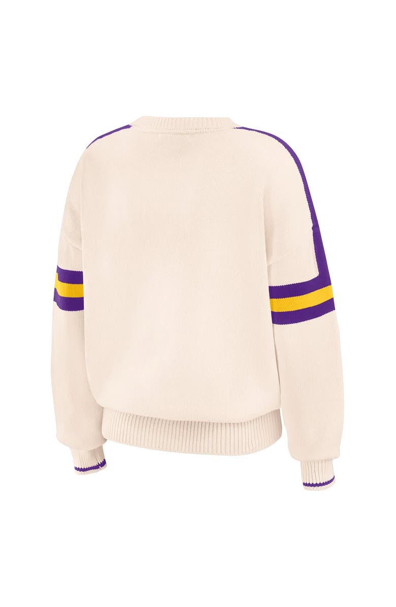 WEAR by Erin Andrews Women's WEAR by Erin Andrews  Cream Minnesota Vikings Stripe Pullover Sweater, Alternate, color, 