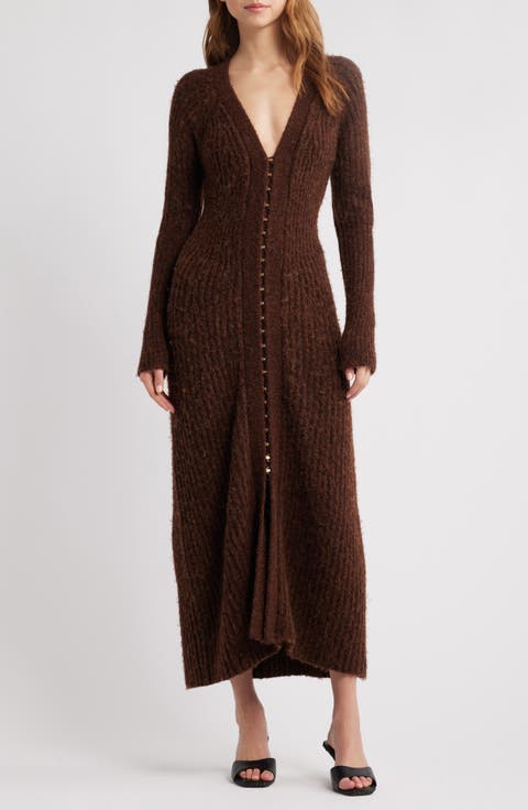 Bessiana Wool Blend Long Sleeve Sweater Dress
