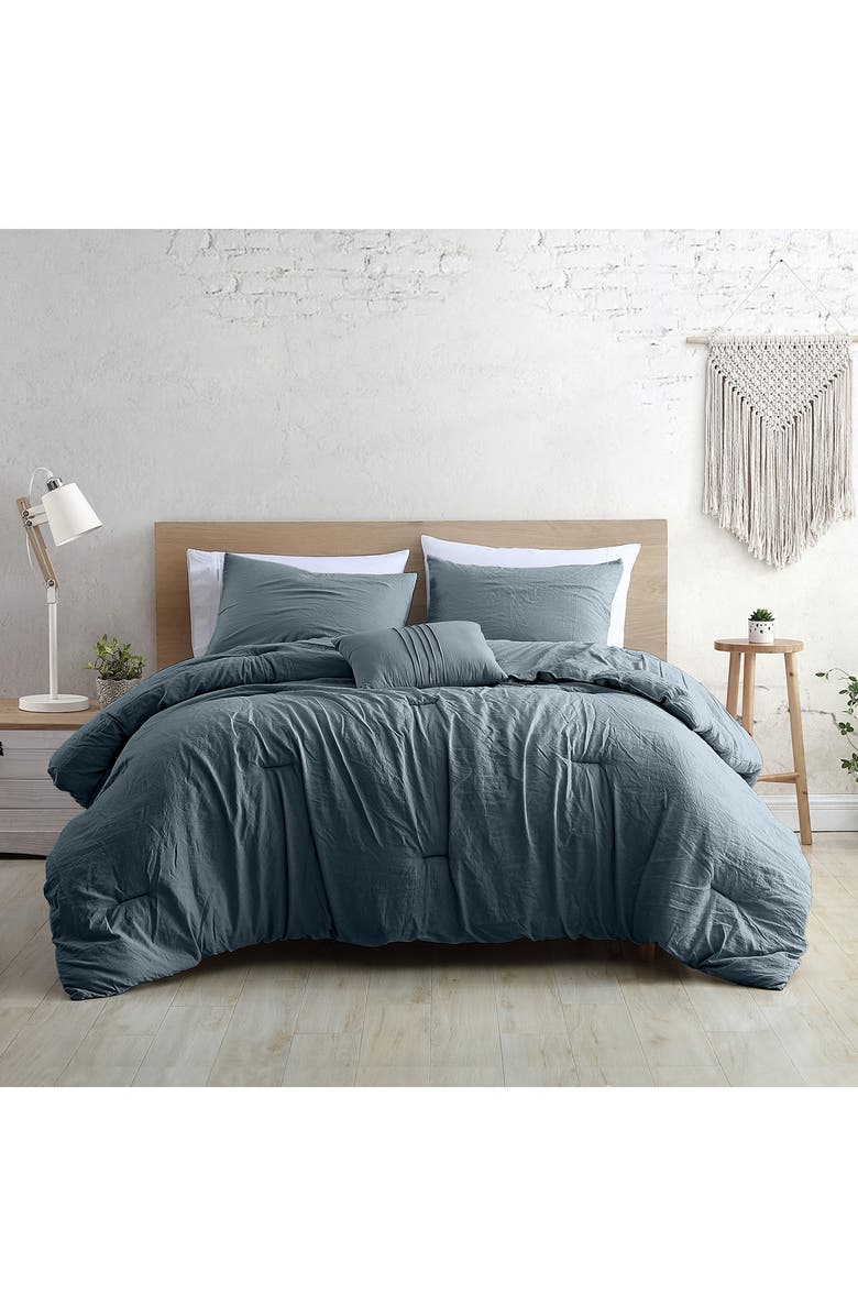 Modern Threads 4-Piece Garment-Washed Comforter Set - Beck Dark Rose - Queen, Main, color, Denim