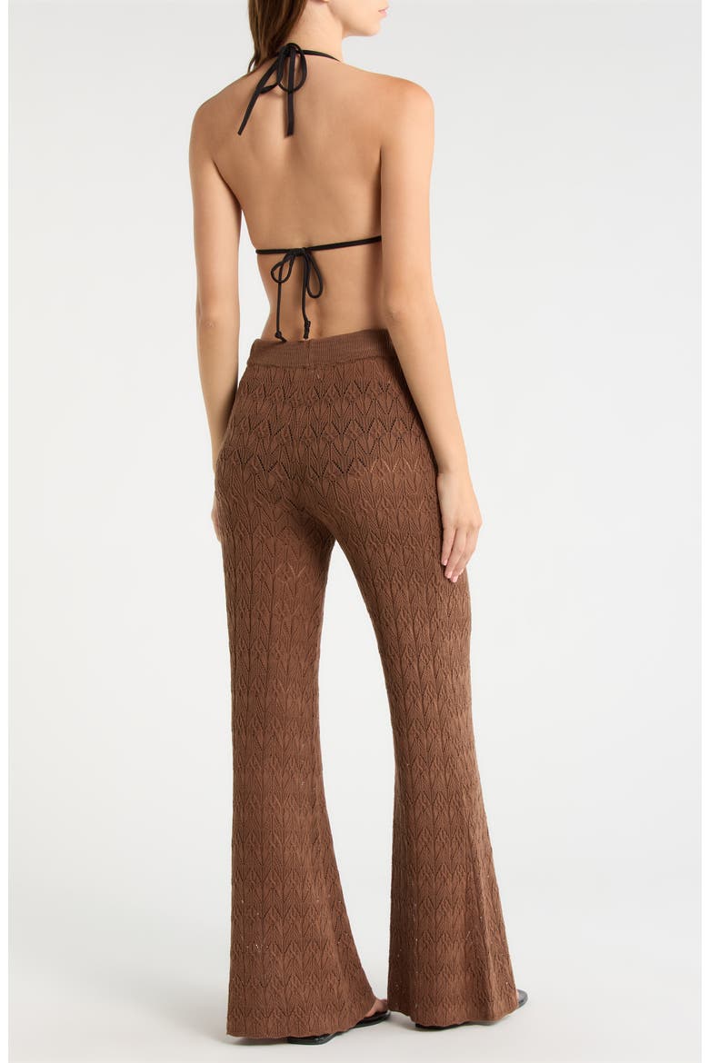 Pointelle Cover-Up Sweater Pants, Alternate, color, BROWN
