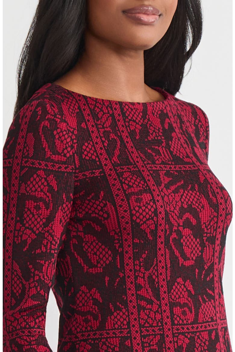 Jacquard Pattern Soft Knit Tunic, Alternate, color, Scarlet Red/Black