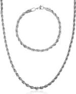 Lucky Brand Stainless Steel Rope Chain Necklace & Bracelet Set