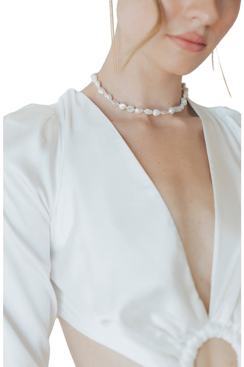 Sea Breeze Freshwater Pearl Choker, Alternate, color, Gold