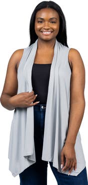 24seven Comfort Apparel Plus Size Asymmetric Open Front Cardigan