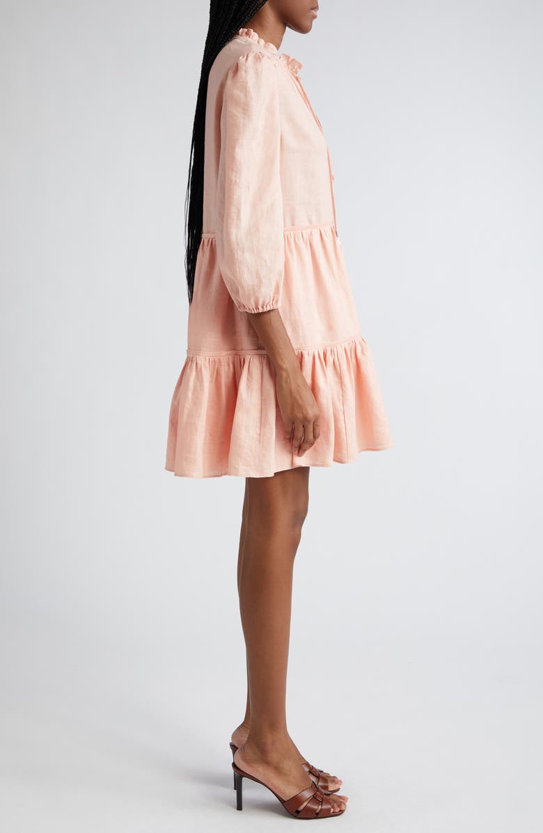 Veronica Beard Hawken Tiered Linen Minidress, Alternate, color,