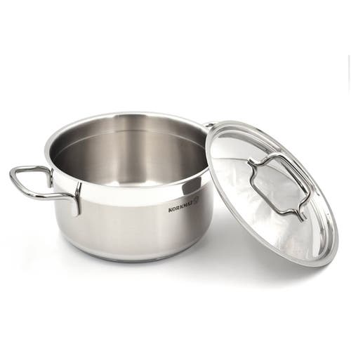 Korkmaz Alfa 2 Piece 4 Liter Stainless Steel Casserole Dish With Lid In Silver