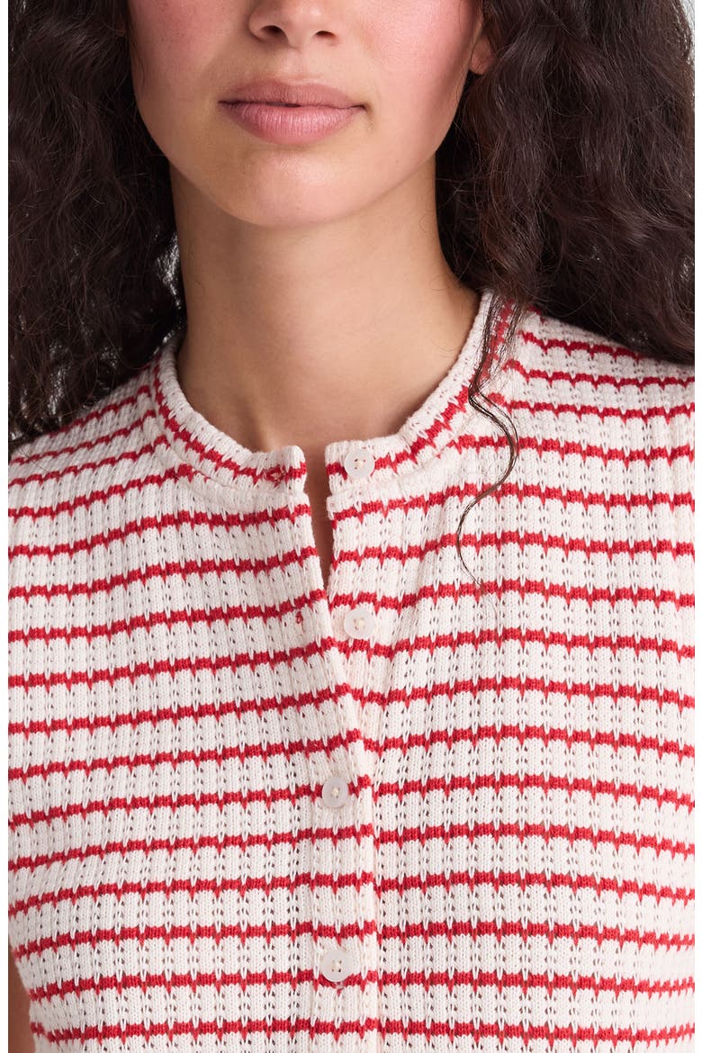 Textured Knit Button Front Shell Top, Alternate, color, TUCK STITCH STRIPE