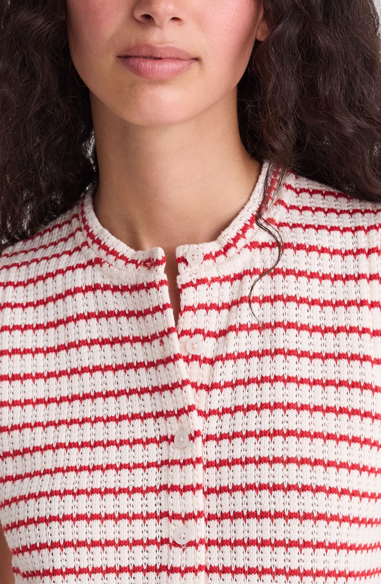 Madewell Textured Knit Button Front Shell Top, Alternate, color, Tuck Stitch Stripe