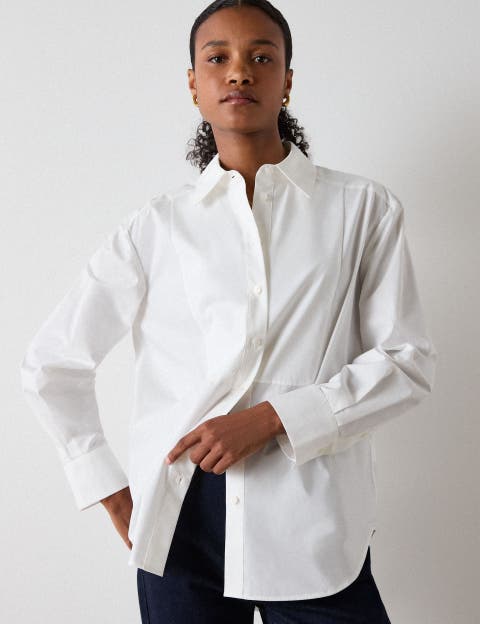 Bib Detail Cotton Poplin Shirt