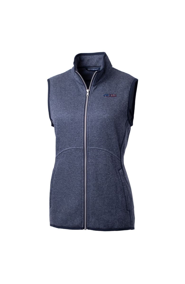 Cutter & Buck Women's Cutter & Buck Heathered Navy San Francisco 49ers Mainsail Basic Sweater Knit Fleece Full-Zip Vest, Alternate, color, 