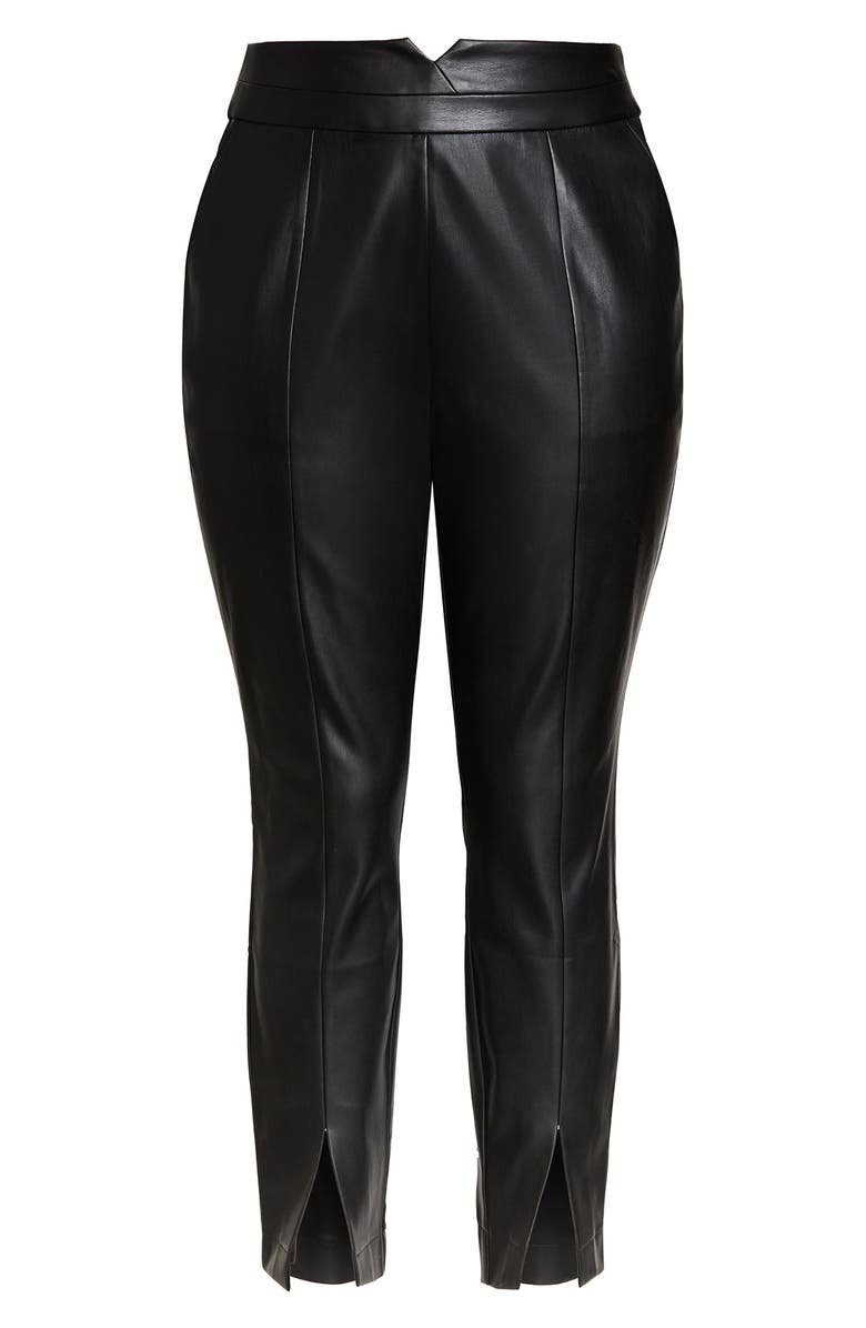 City Chic Sophia Faux Leather Split Pants, Alternate, color,