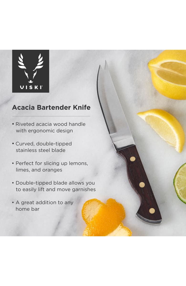 Viski Professional Bartender Knife with Acacia Wood, Alternate, color, Brown