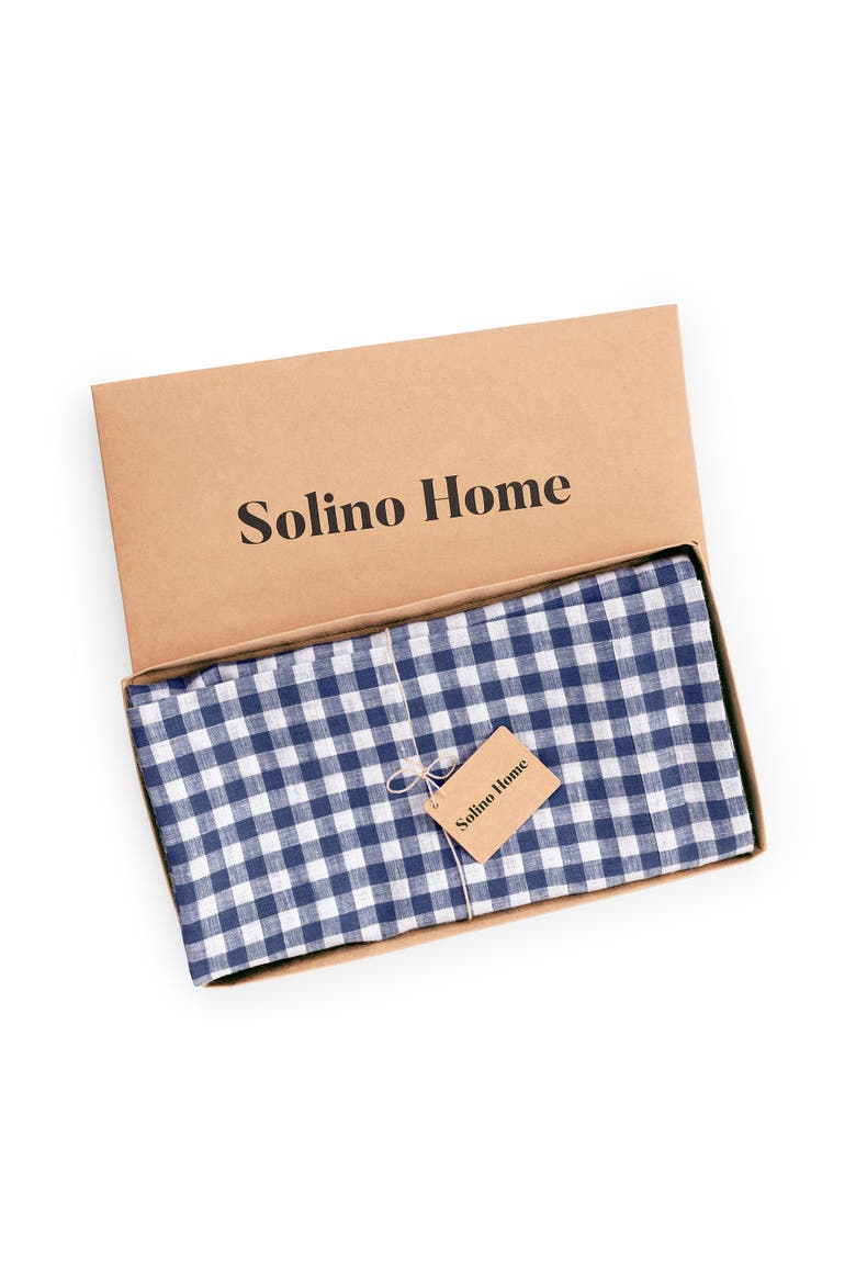 Linen Tablecloth - Gingham Check, Alternate, color, Navy