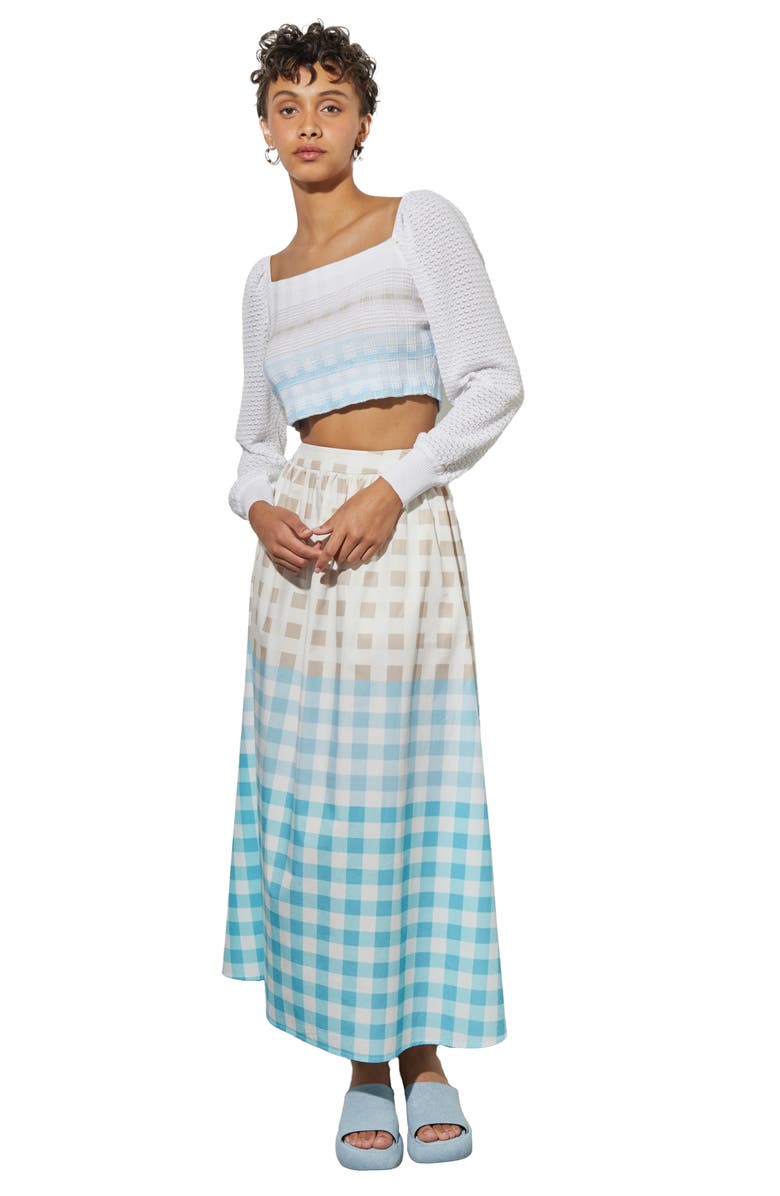 Ming Wang Square Neck Crop Sweater, Alternate, color, D Blue/ Hz/ Lm/ W