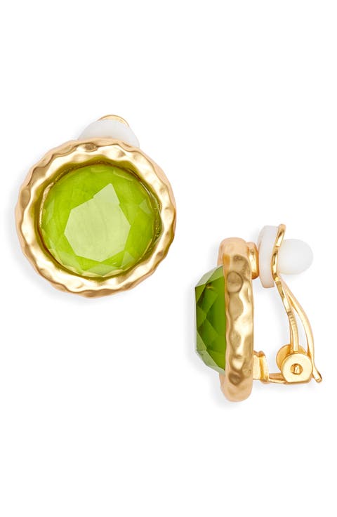 Bezel Round Clip-On Earrings