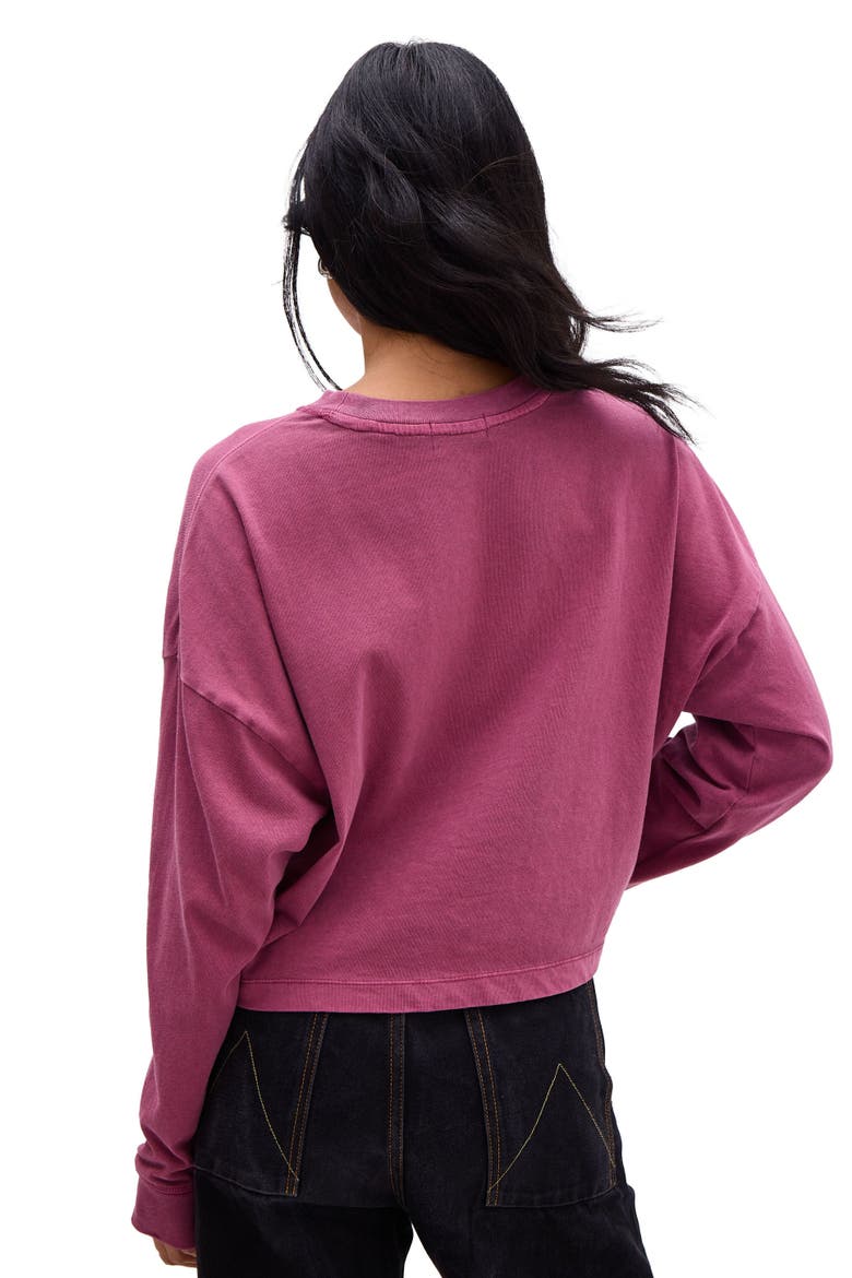 The Relaxed Crop Long Sleeve Tee, Alternate, color, Burgundy