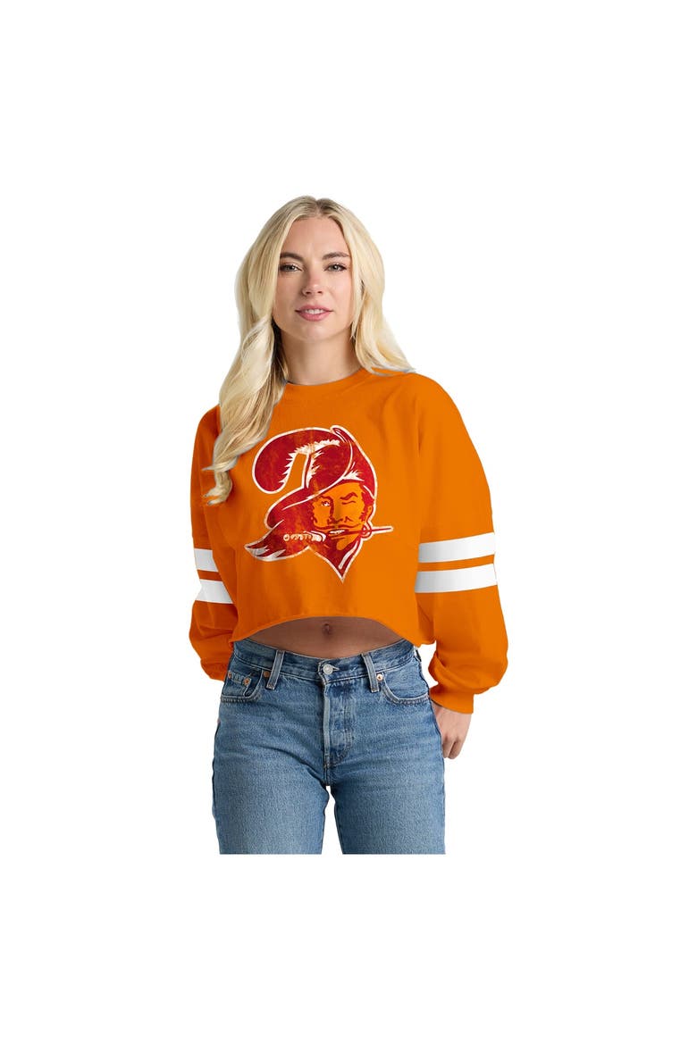 Women's Spirit Jersey  Orange Tampa Bay Buccaneers Oversized Cropped Stripe Long Sleeve T-Shirt, Main, color, Orange