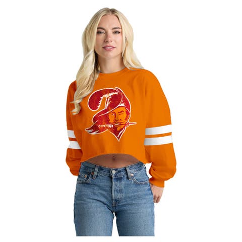 Women's Spirit Jersey  Orange Tampa Bay Buccaneers Oversized Cropped Stripe Long Sleeve T-Shirt