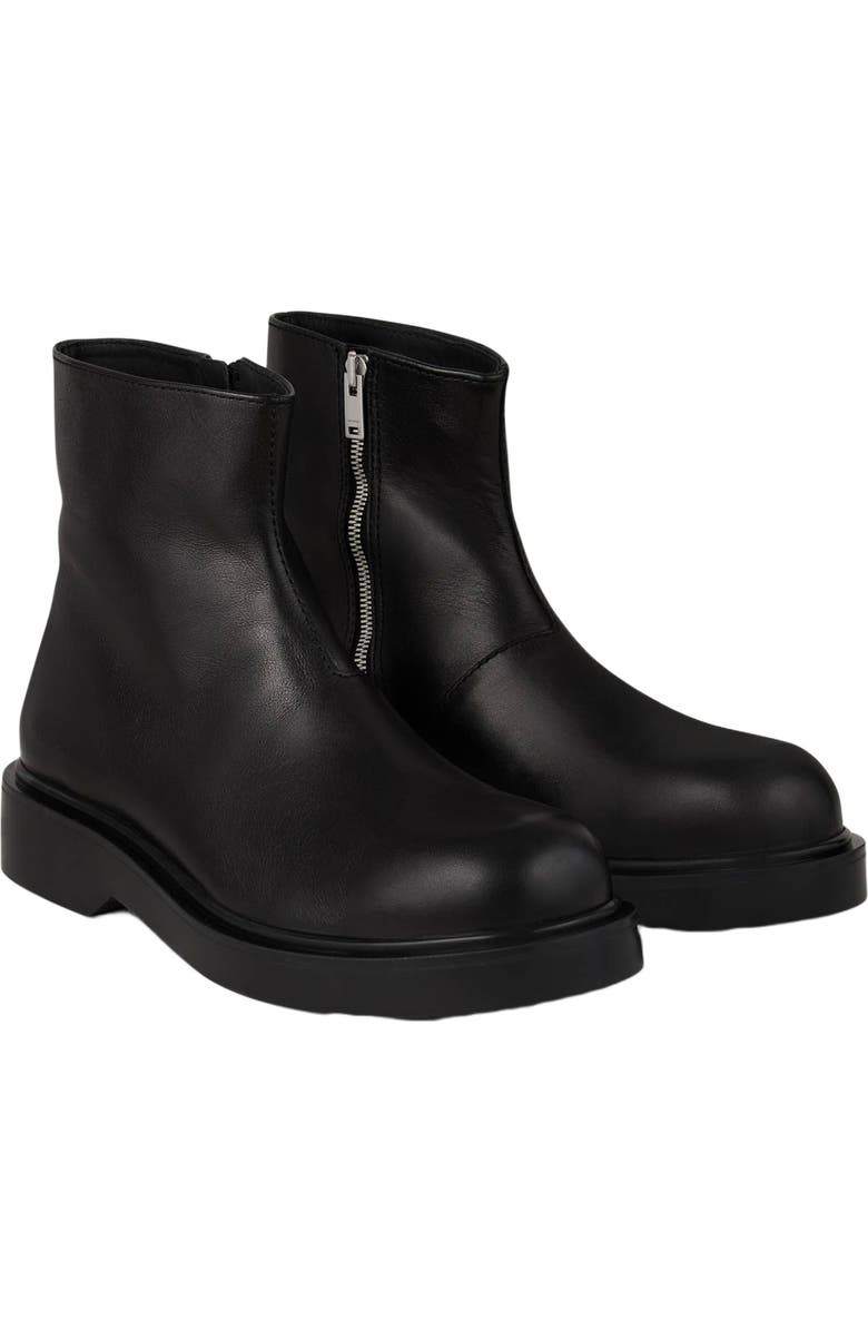 SANDRO Zipped leather ankle boots, Alternate, color, Black