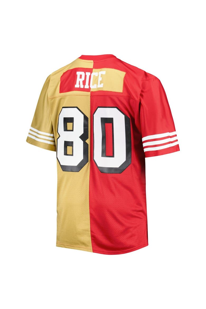 Men's Mitchell & Ness Jerry Rice Scarlet/Gold San Francisco 49ers Big & Tall Split Legacy Retired Player Replica Jersey, Alternate, color, Scarlet