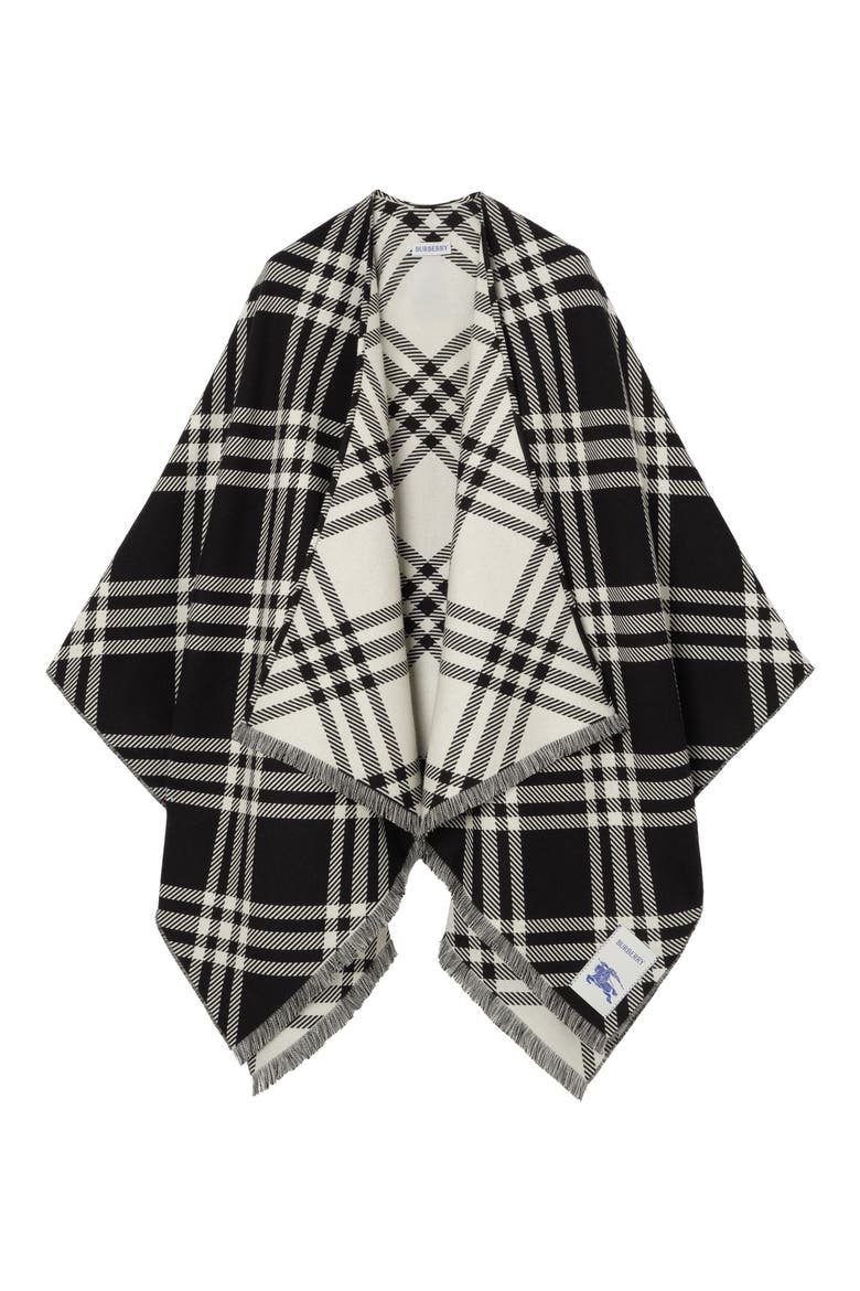 Lightweight Tribar Check Wool, Silk & Cashmere Cape, Main, color, BLACK/ CALICO