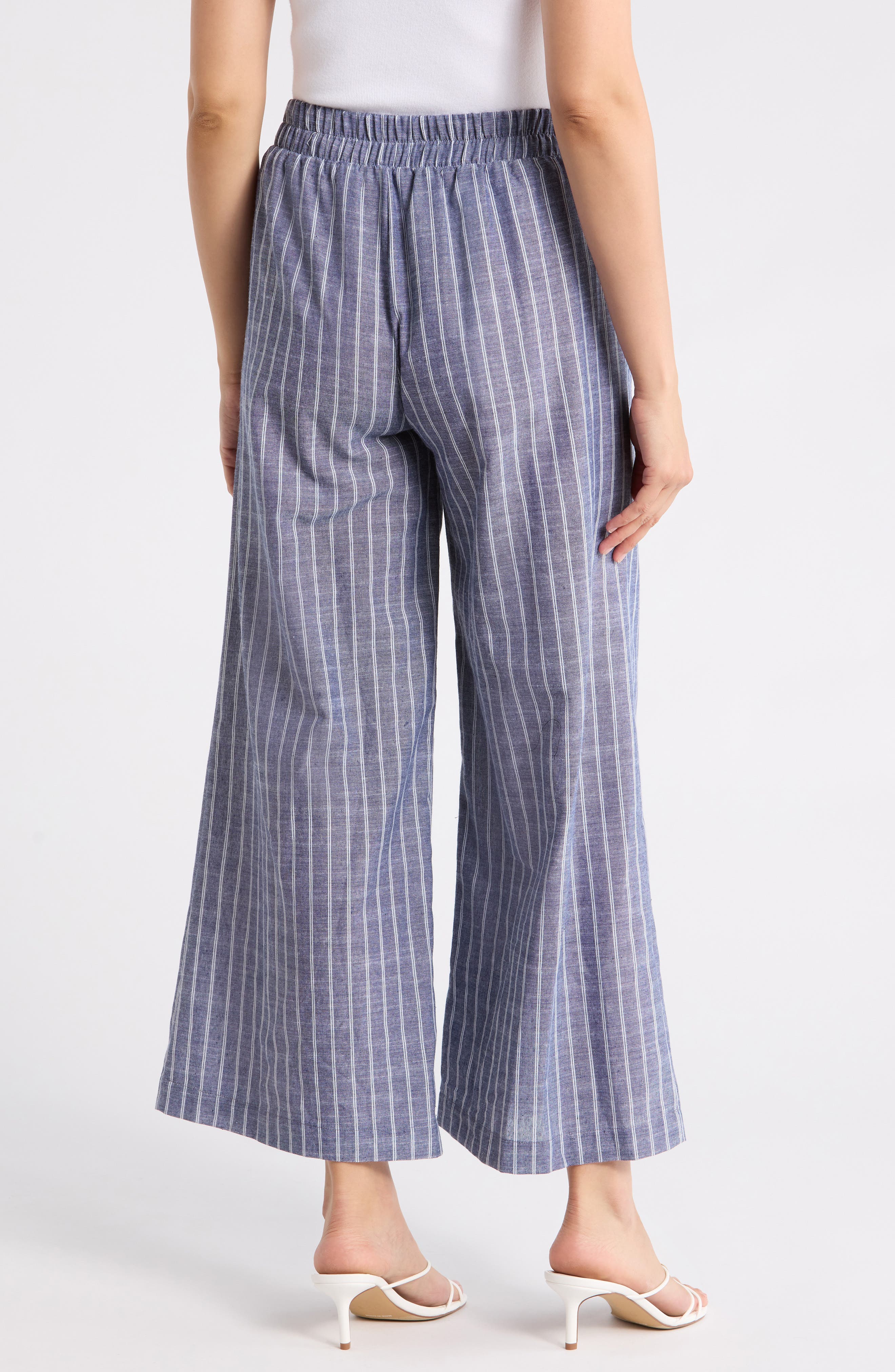 Stripe Linen & Cotton Wide Leg Pants - image 4