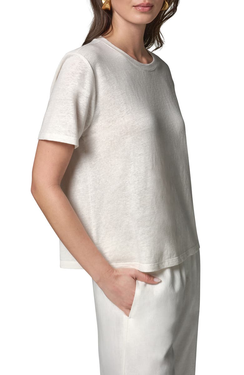 Donna Karan New York Linen Blend T-Shirt, Alternate, color, Cream