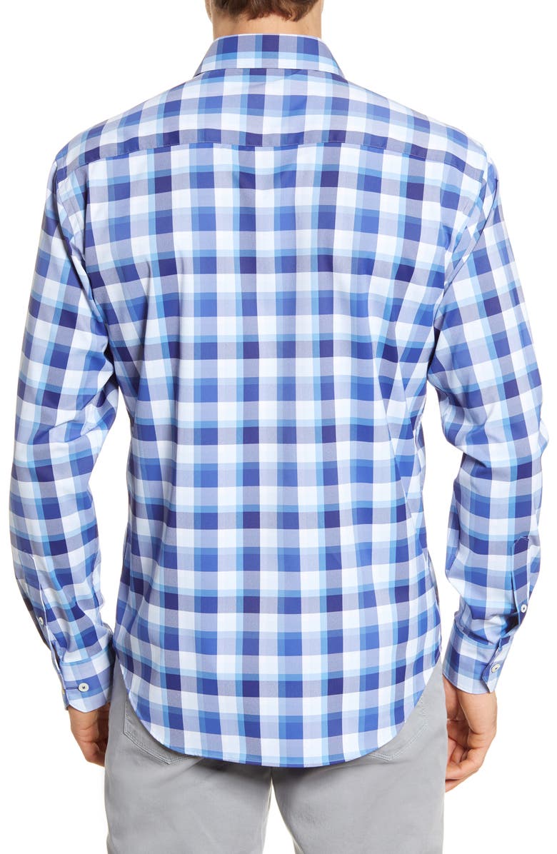 Bugatchi Shaped Fit Plaid Button-Up Performance Shirt, Alternate, color, 