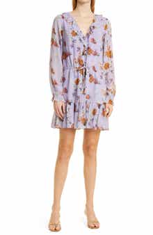 PAIGE Anjelina Floral Print Long Sleeve Silk Dress