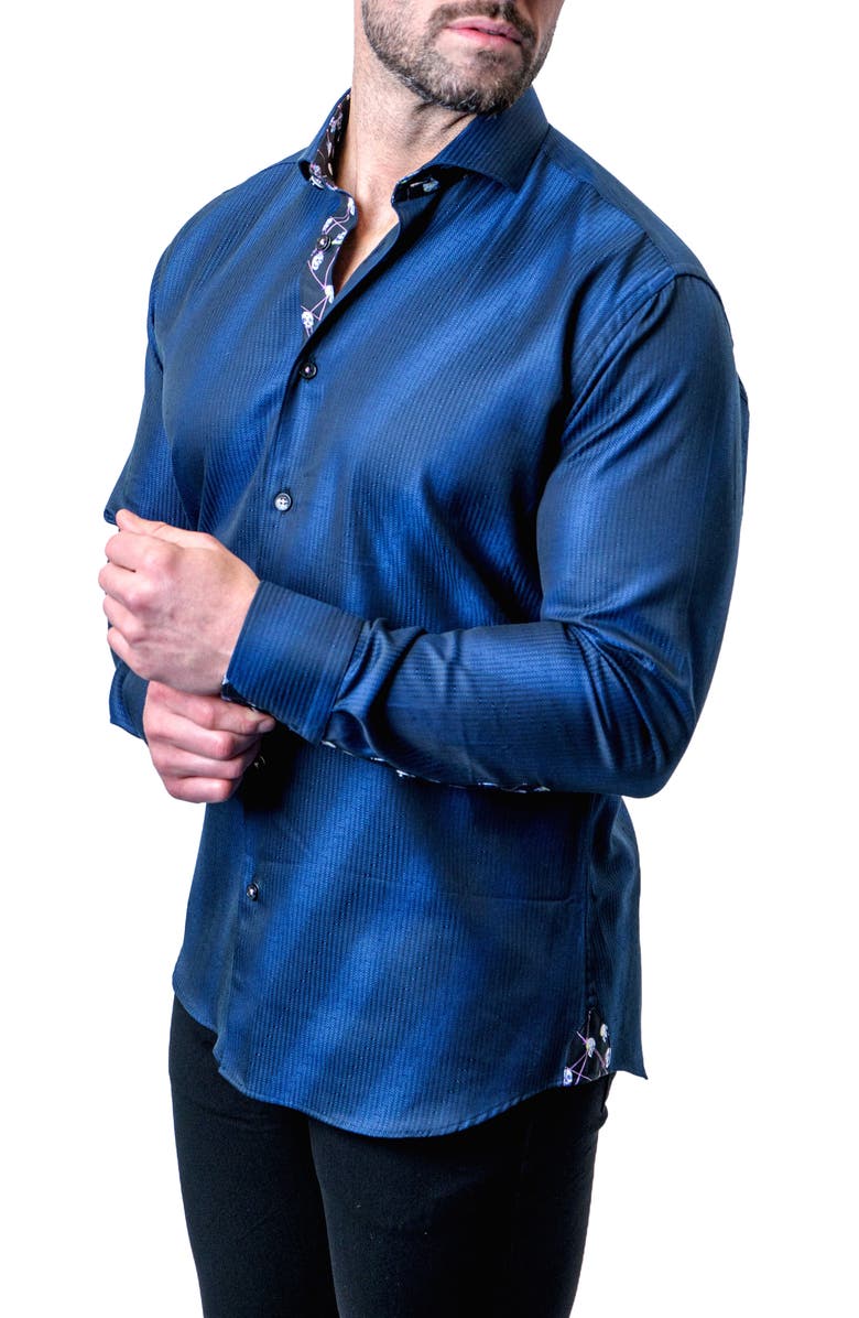 Maceoo Einstein Stripe Blue Contemporary Fit Button-Up Shirt, Alternate, color, Blue