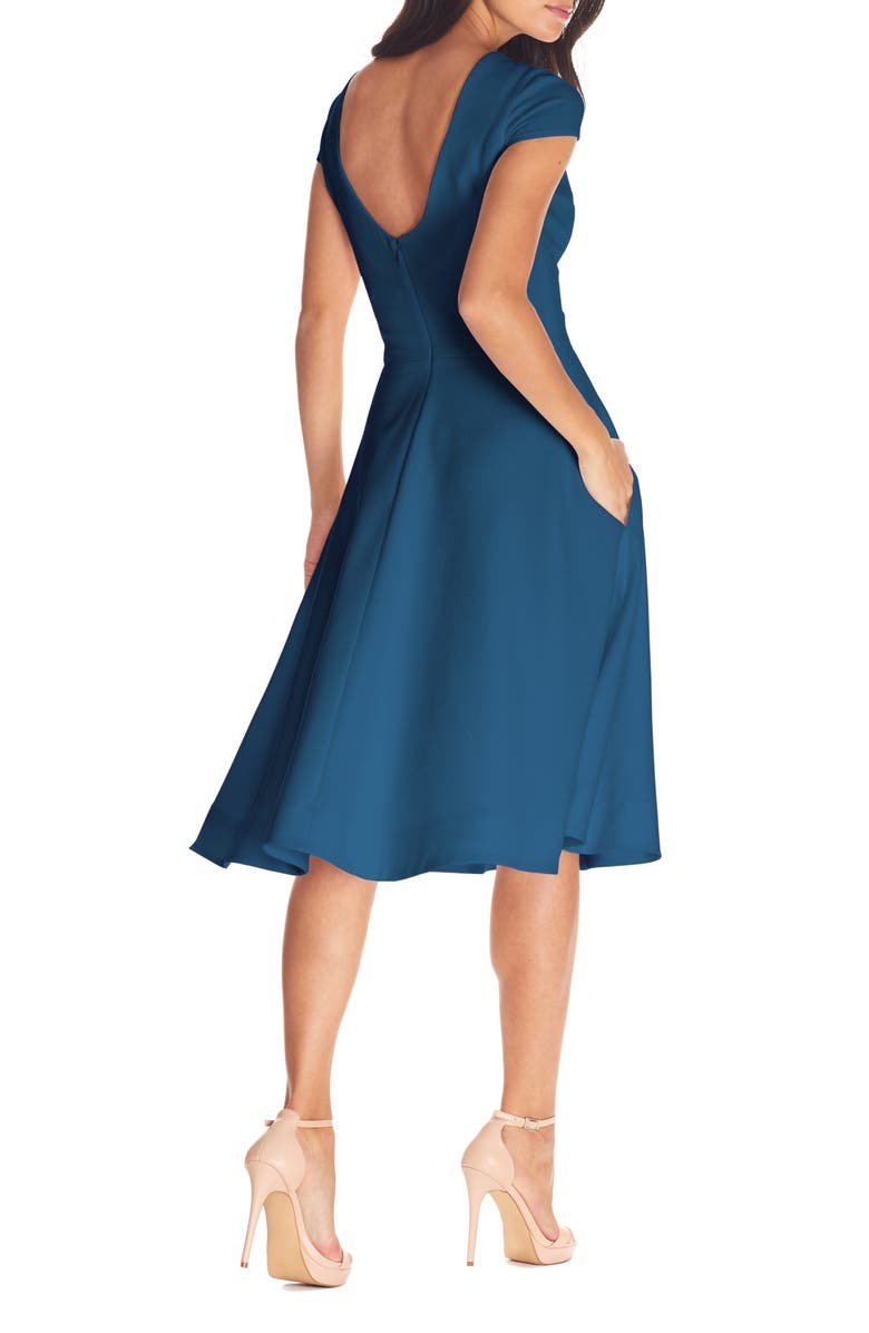Dress the Population Livia Fit & Flare Dress, Alternate, color, Peacock Blue
