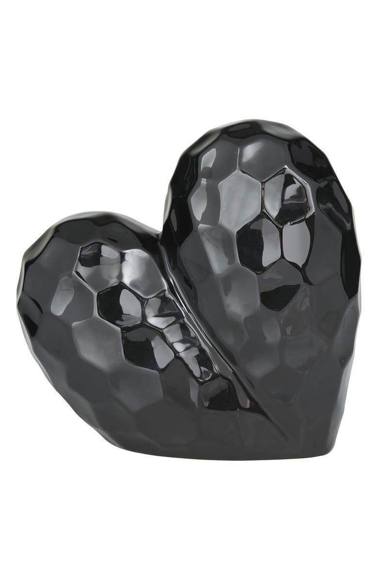 VIVIAN LUNE HOME Black Porcelain Heart Sculpture, Alternate, color, Black