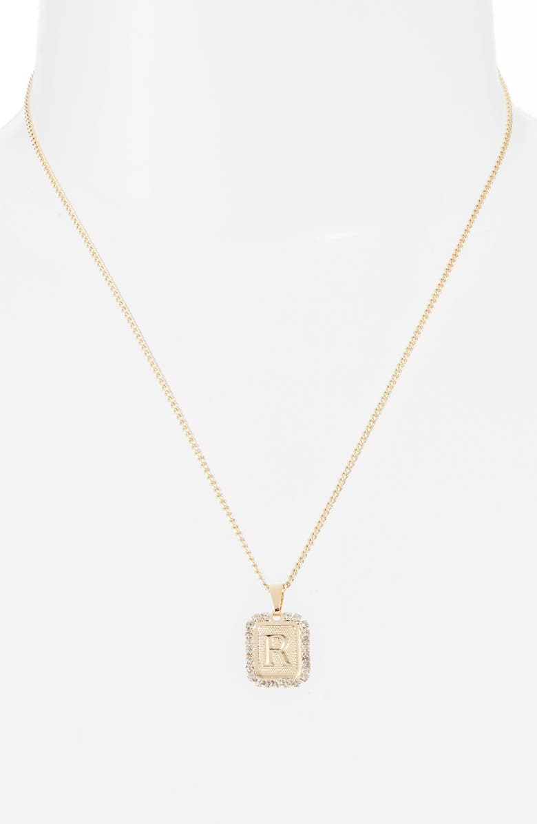 Bracha Royal Initial Card Necklace, Alternate, color, Gold- R