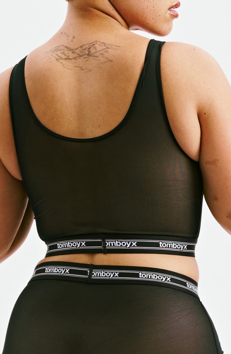 TomboyX Powermesh Longline Bralette, Alternate, color, Black