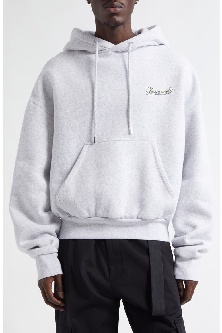 The Corto Logo Embroidered Cotton Fleece Hoodie, Main, color, UNI CLUB GREY