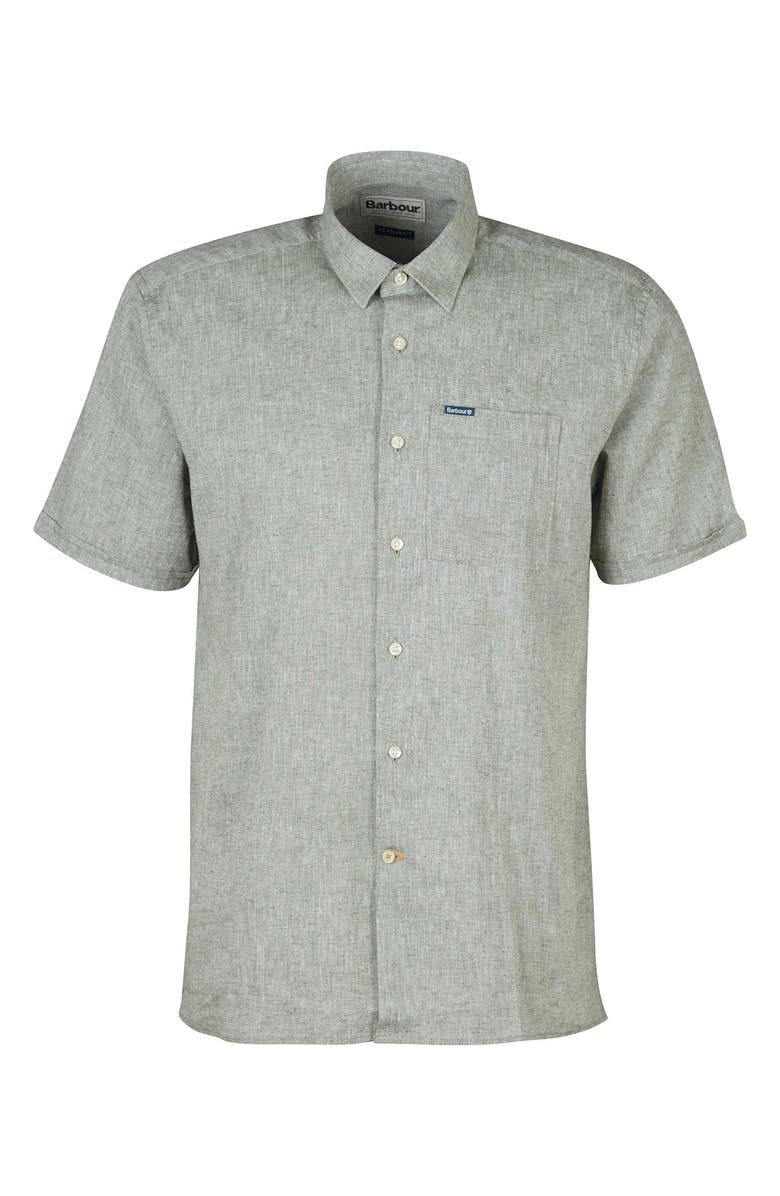 Barbour Nelson Linen & Cotton Button-Up Shirt, Alternate, color, Bleached Olive