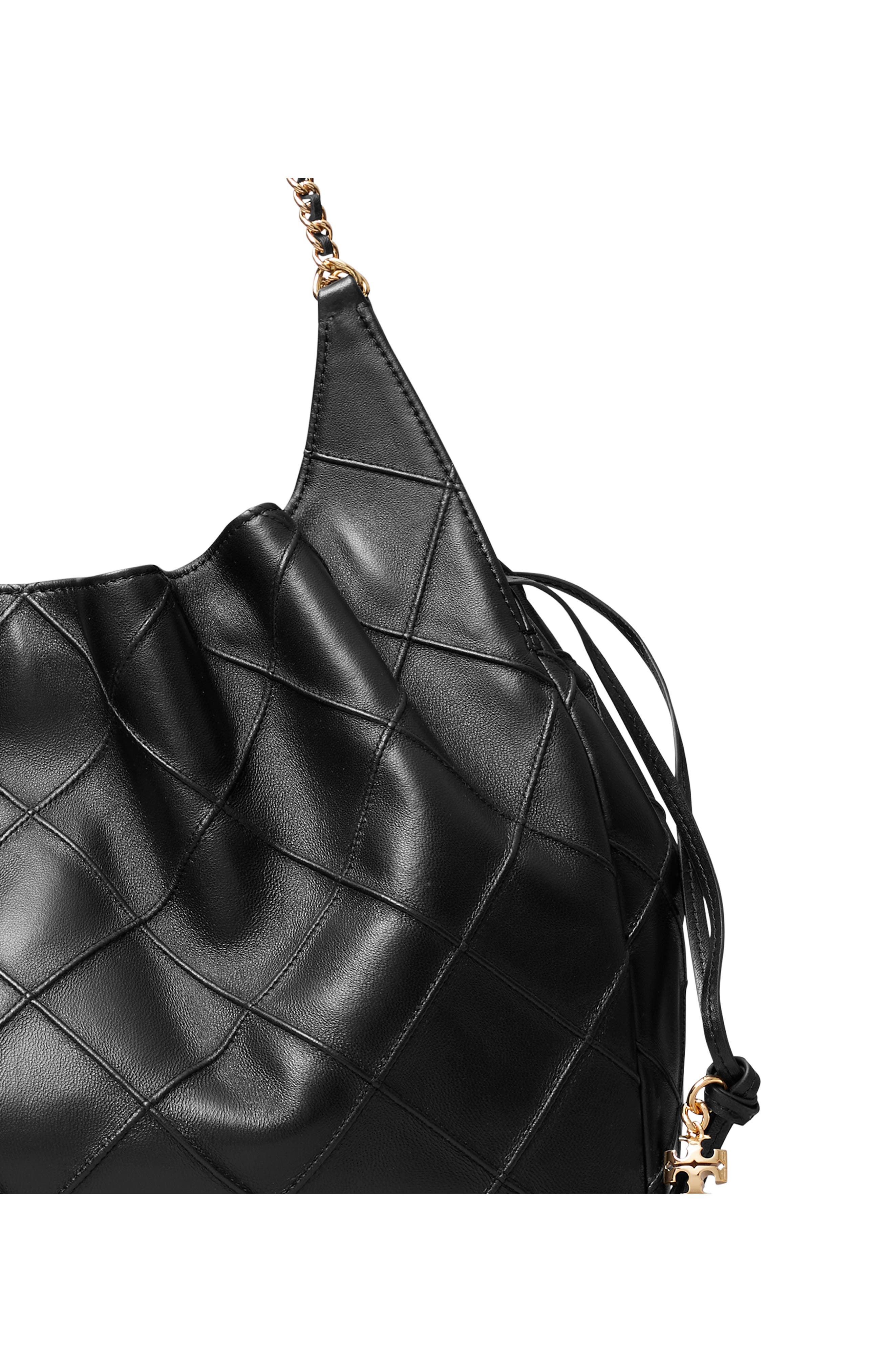 Tory Burch Large Fleming Leather Tote, Alternate, color, Black