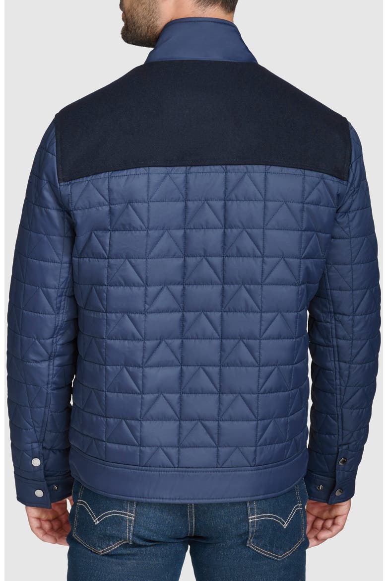 Mixed Media Quilted Jacket, Alternate, color, NAVY