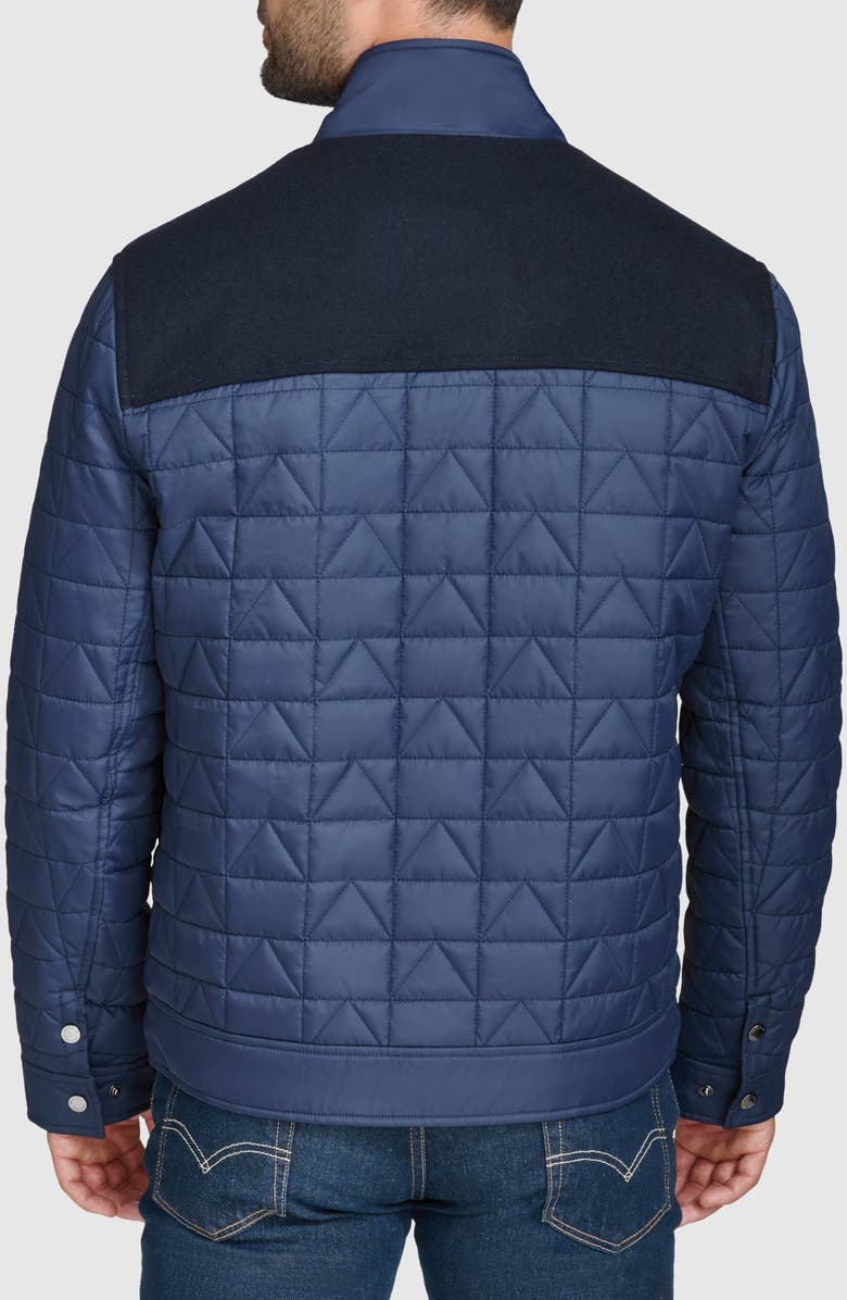 Cole Haan Mixed Media Quilted Jacket, Alternate, color, Navy