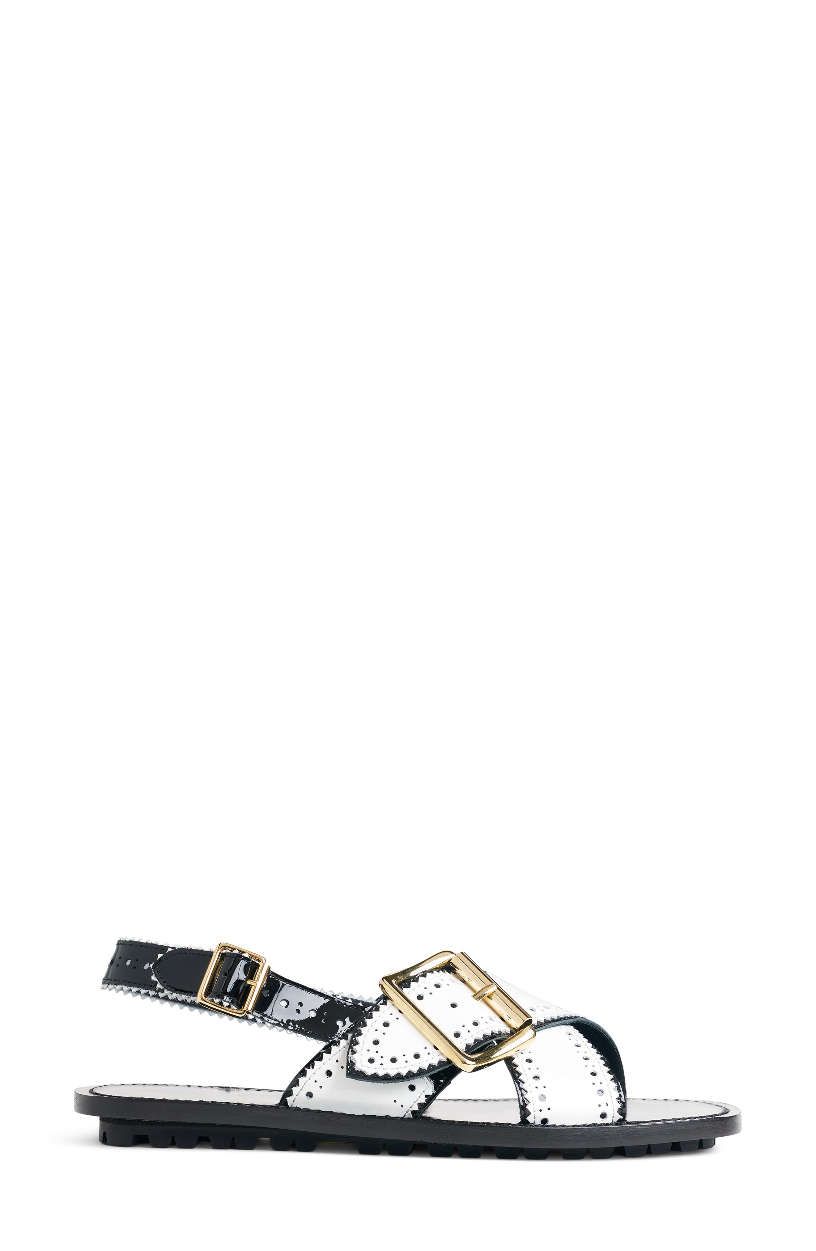 THE OFFICE OF US Ms. Camille Leather Sandal, Alternate, color, Black/ White