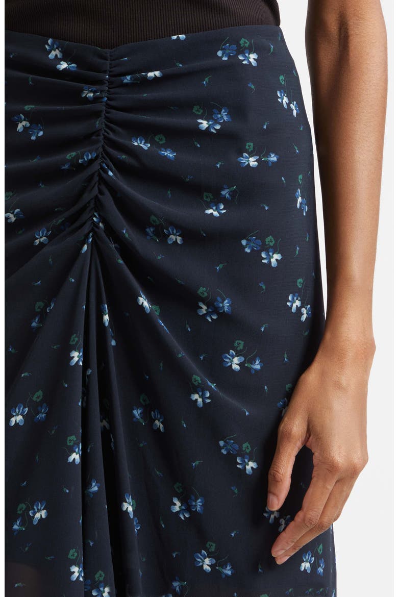 Limani Ruched Midi Skirt, Alternate, color, BLUE/ BLACK MULTI