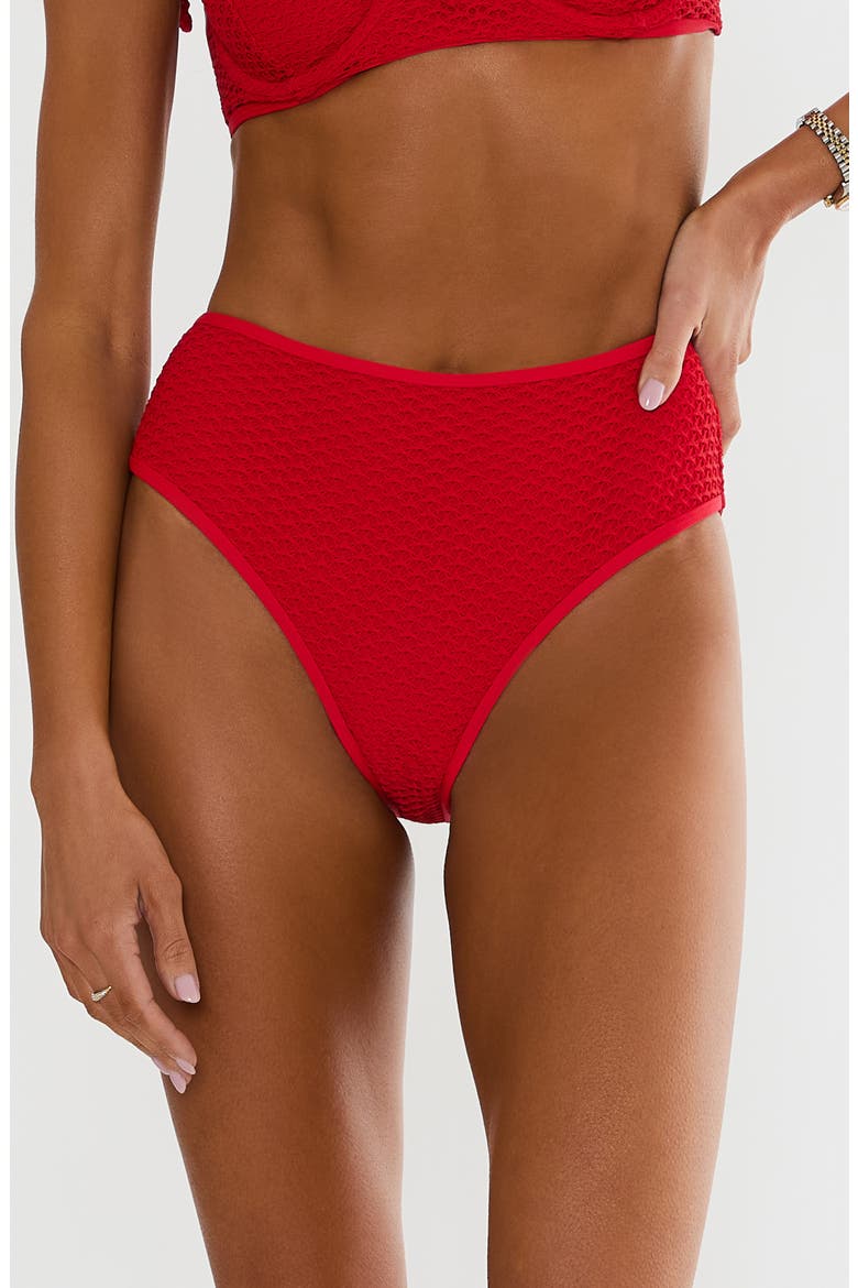 Rozli High Waist Crochet Swim Bottoms, Main, color, RED CROCHET
