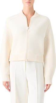 Akris punto Stretch Virgin Wool Bomber Cardigan