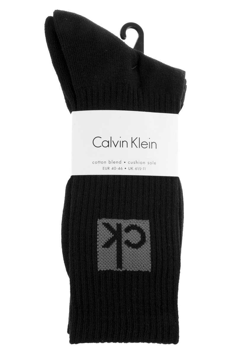 Calvin Klein Logo 3-Pack Crew Socks, Alternate, color,