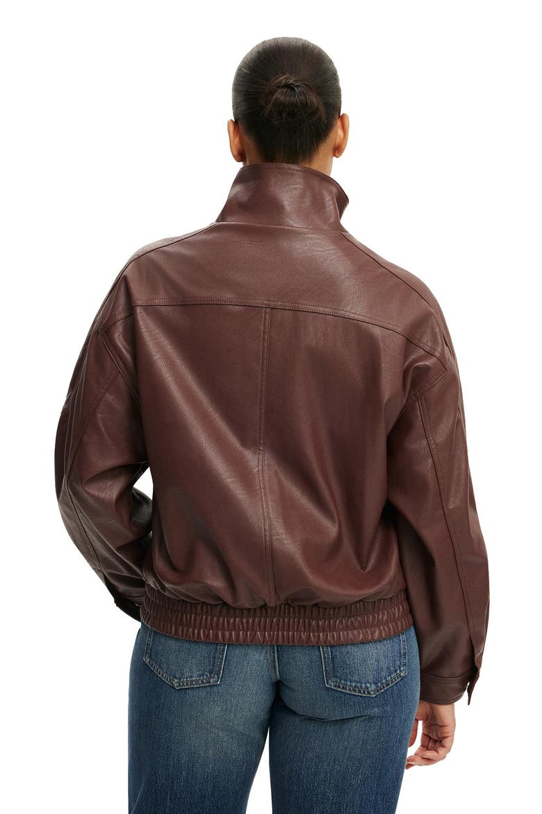 Women's Theo Faux Leather Bomber, Alternate, color, Wild Cherry