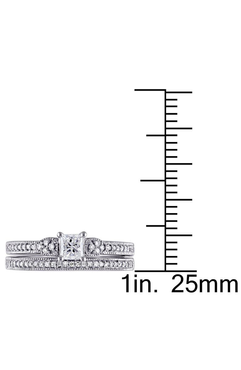 Julianna B. Diamond Princess 3-Stone Bridal Ring Set 10k, Alternate, color, 10K White Gold