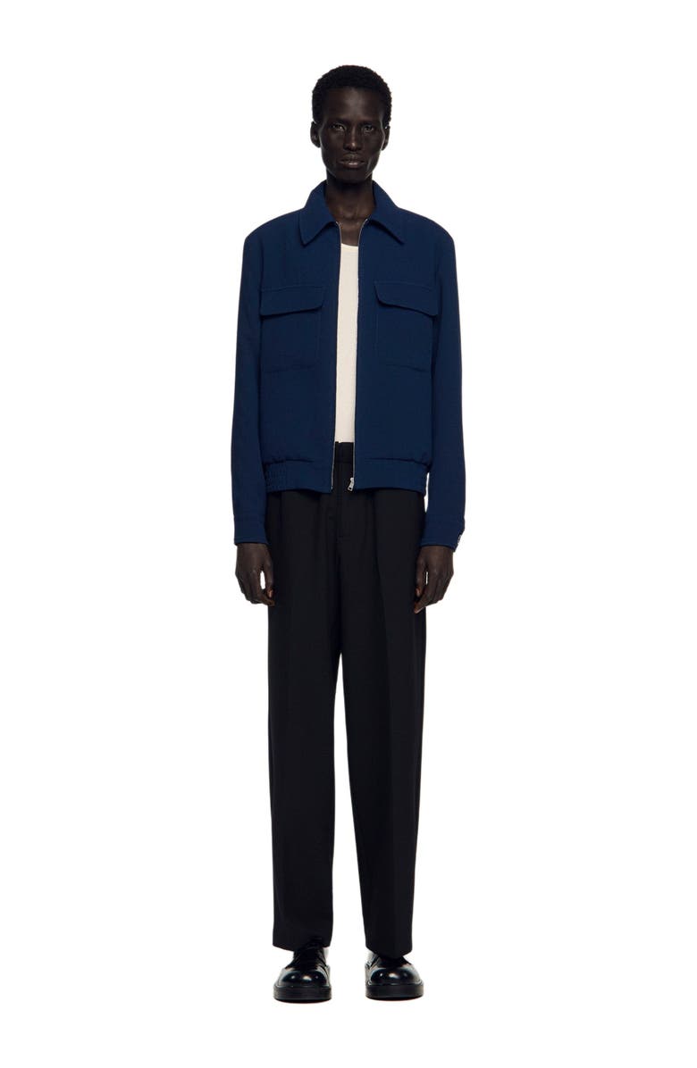 SANDRO Textured zip-up jacket, Alternate, color, Royal Blue