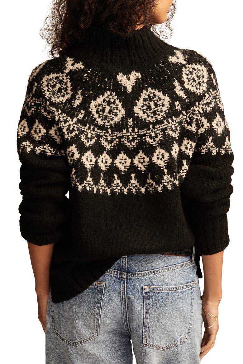 Fair Isle Turtleneck Sweater, Alternate, color, BLACK COMBO