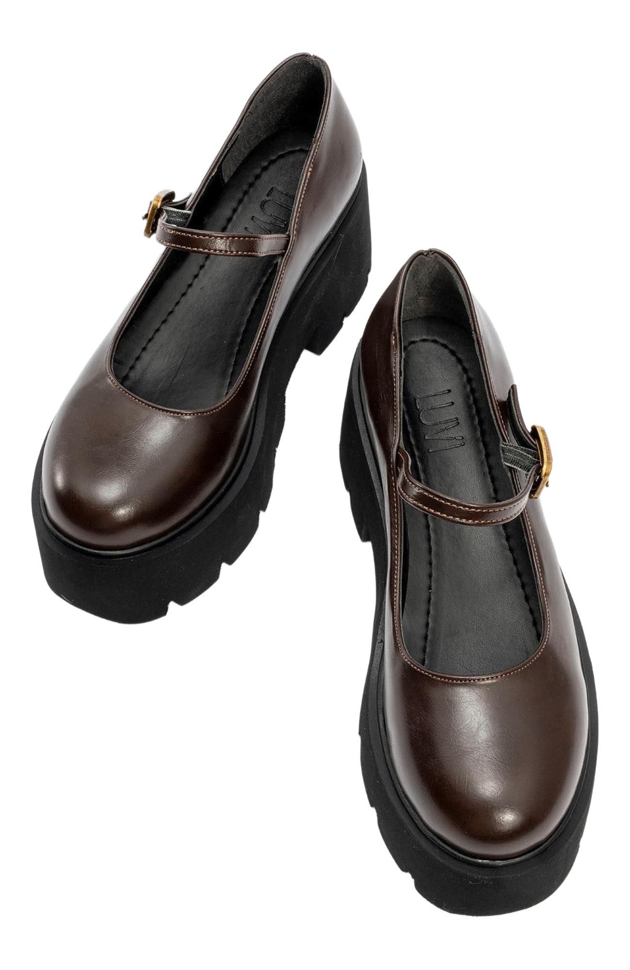 Prologue Shoes Linley Platform Mary Jane Shoes, Alternate, color, Brown Faux Leather