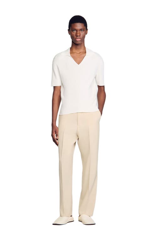 Sandro Rib Knit Polo Shirt In Optic White